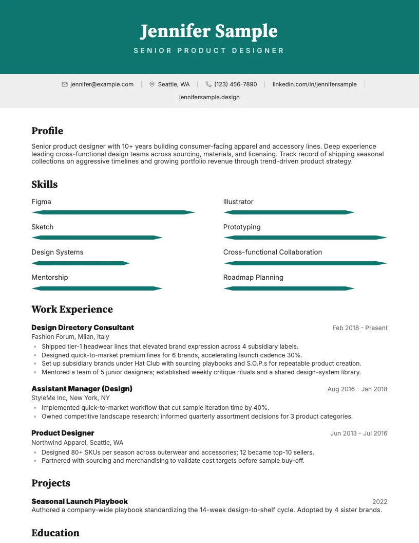 Bold  Teal resume template