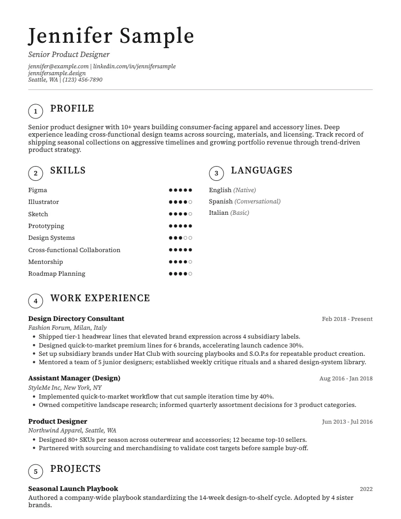 Calligraphic resume template