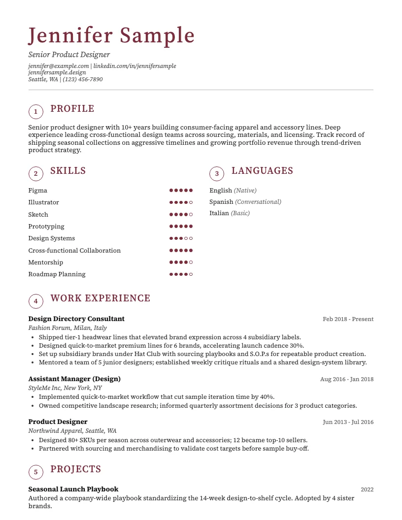 Calligraphic  Burgundy resume template