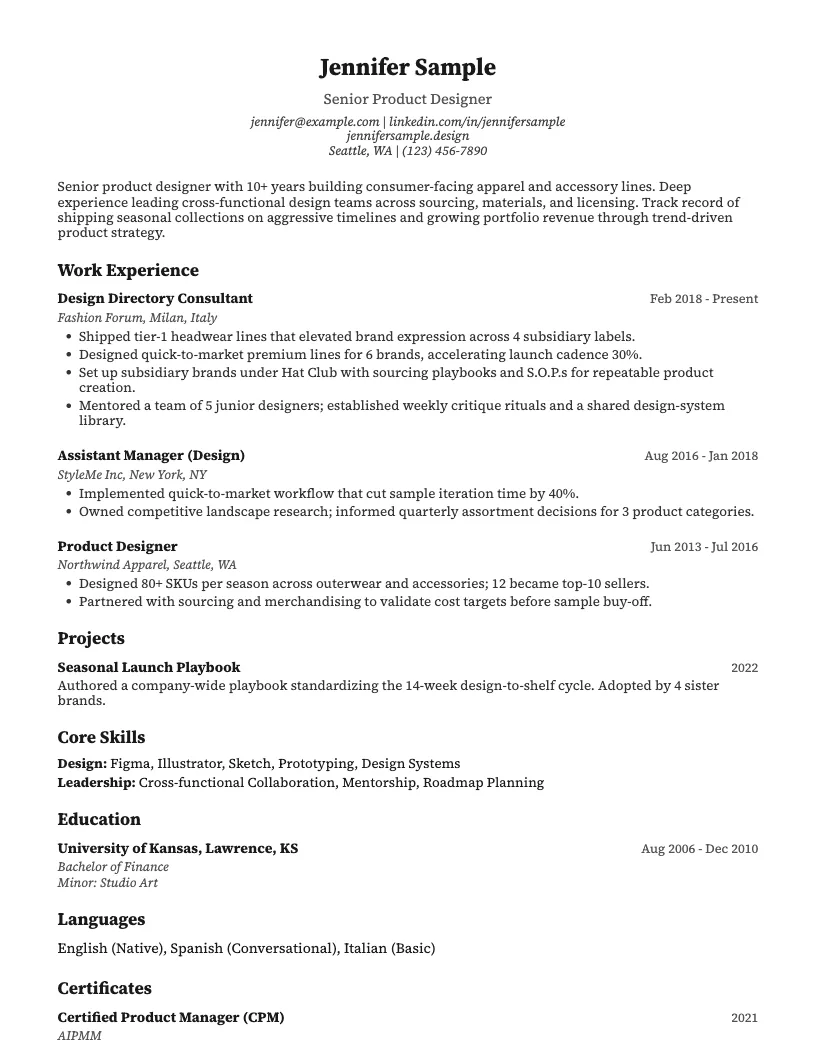 ATS-optimized resume preview