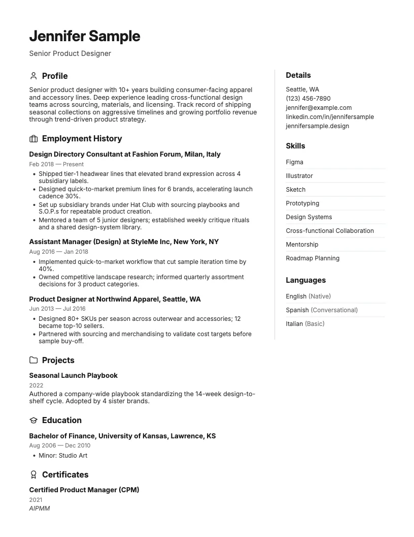 Double Column Resume Template