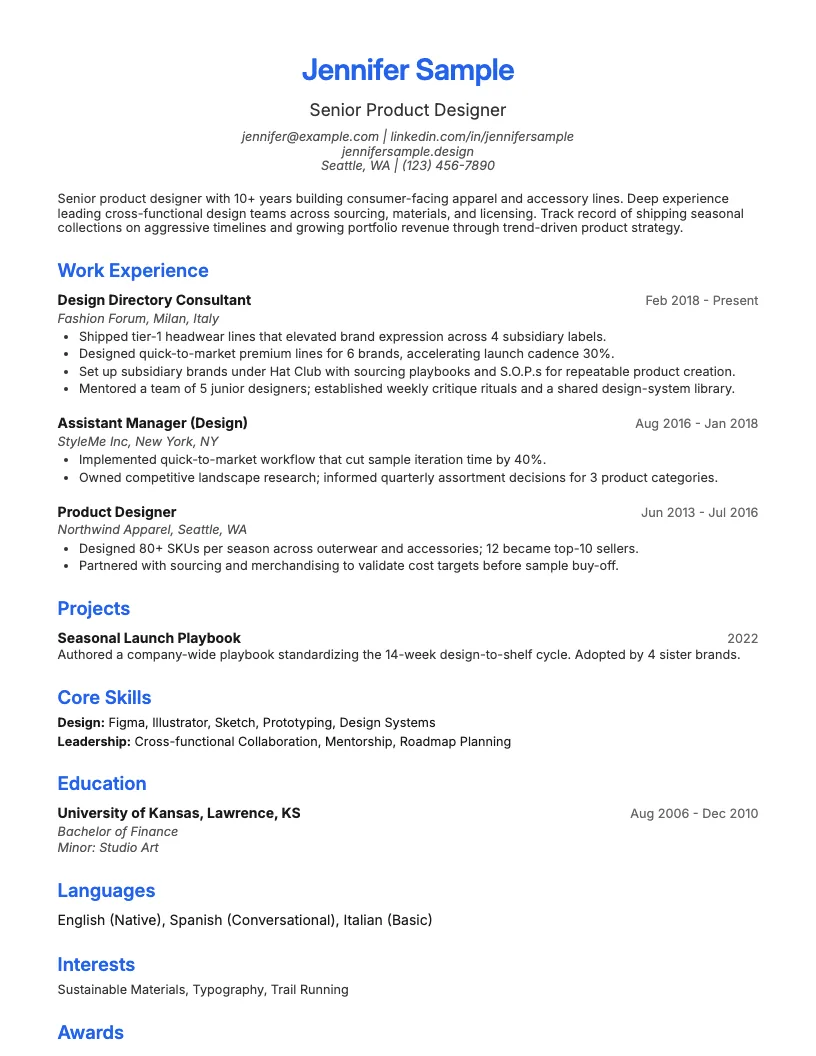 Modern  Blue resume template