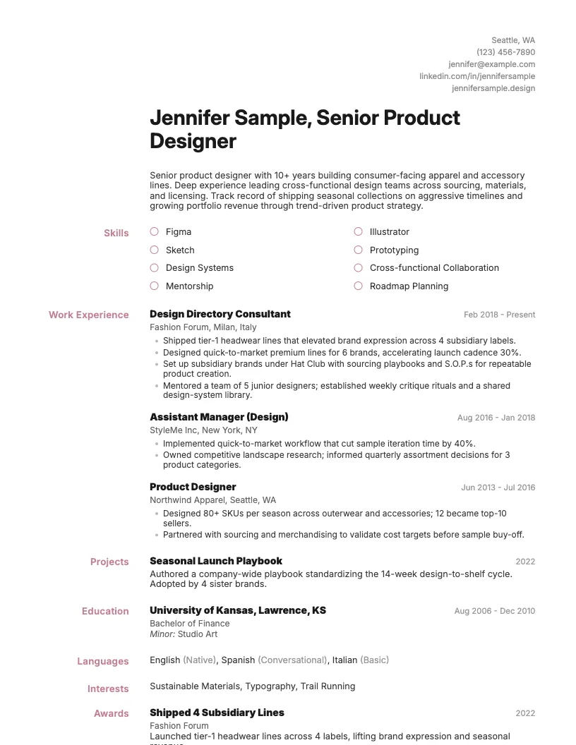 Pastel resume template