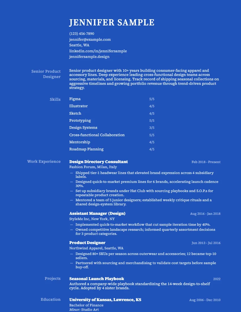Statement resume template