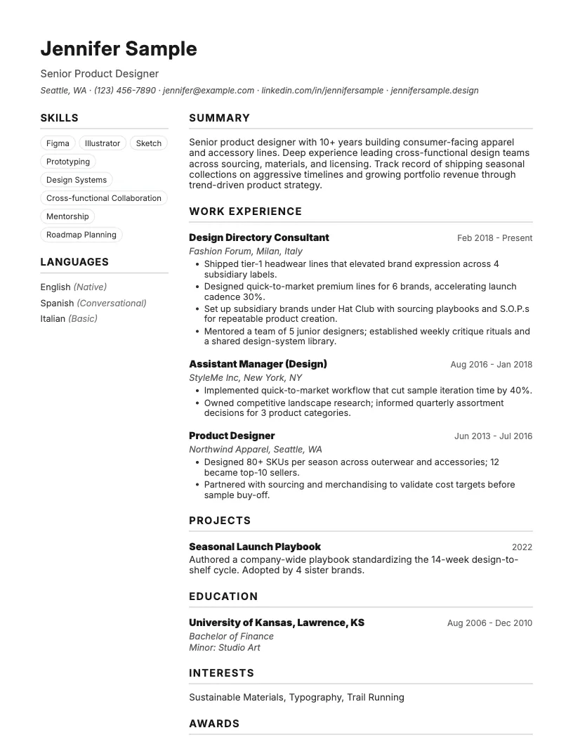 Stylish resume template
