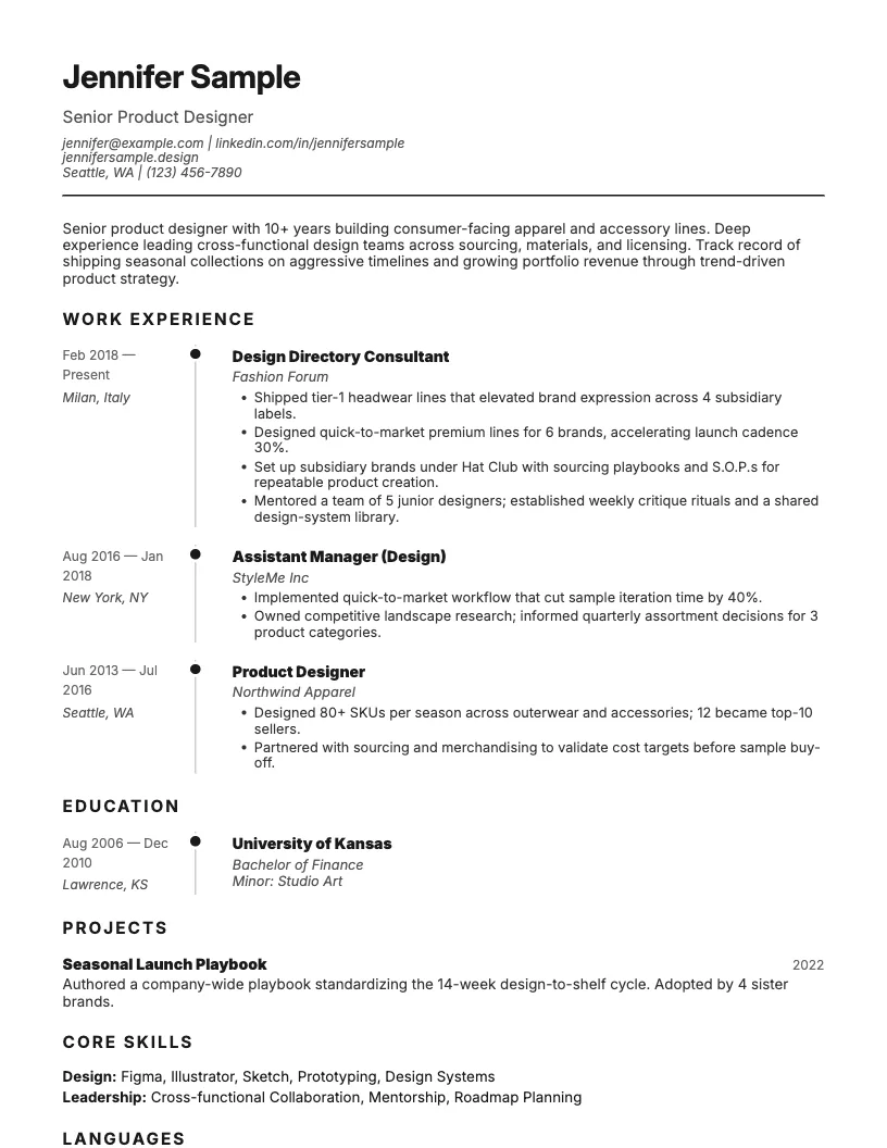 Timeline resume template