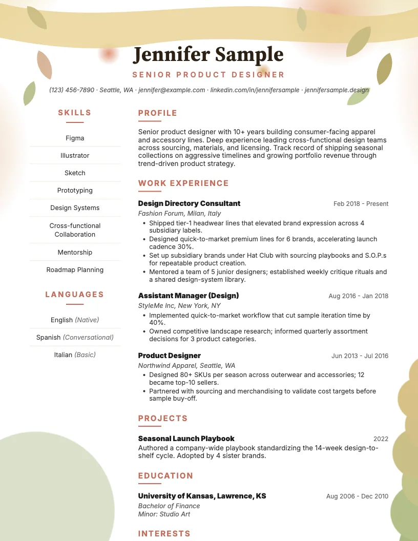Visionary resume template