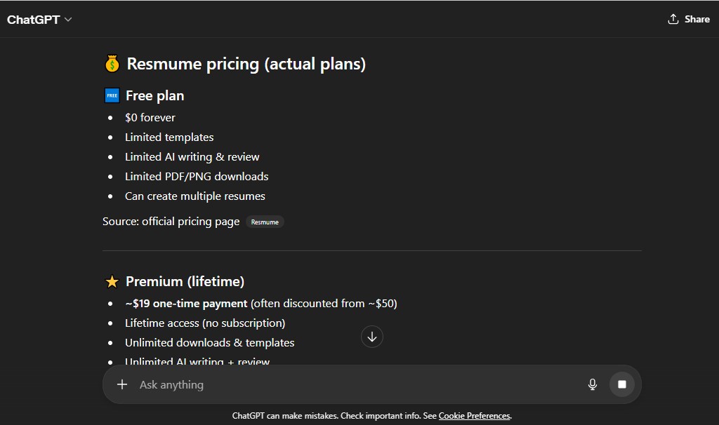 A look at Resmume’s two pricing options and sneaky pricing issues.