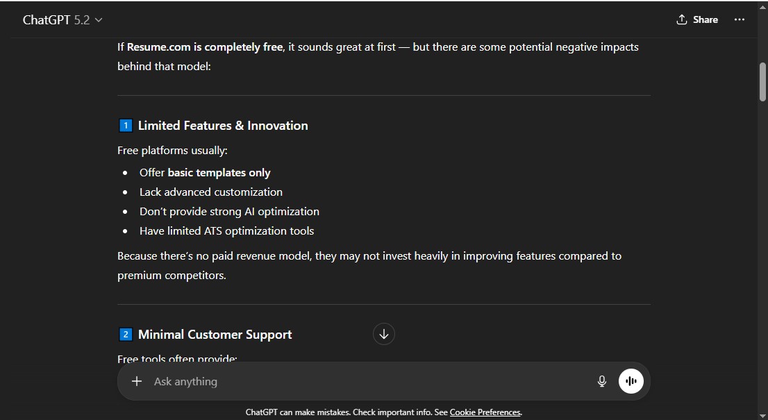 Comparison of Resume.com pricing plans
