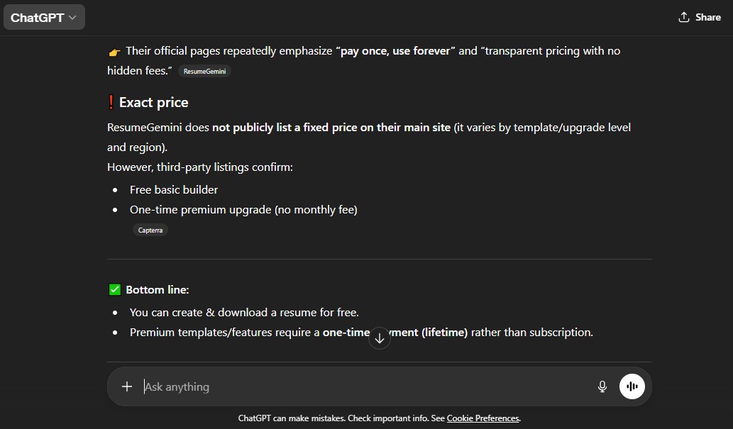 ResumeGemini Pricing Breakdown