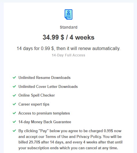 Comparison of Resumaker.ai pricing plans.