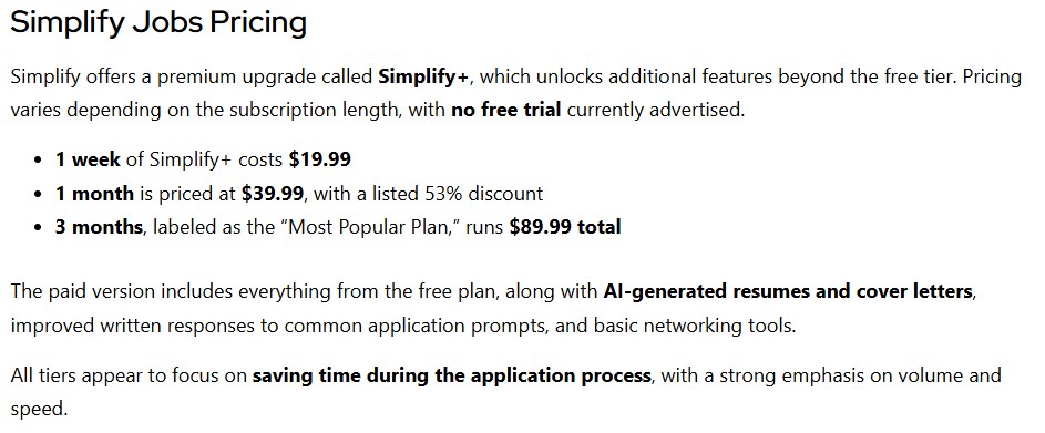 Comparison of Simplify pricing plans.